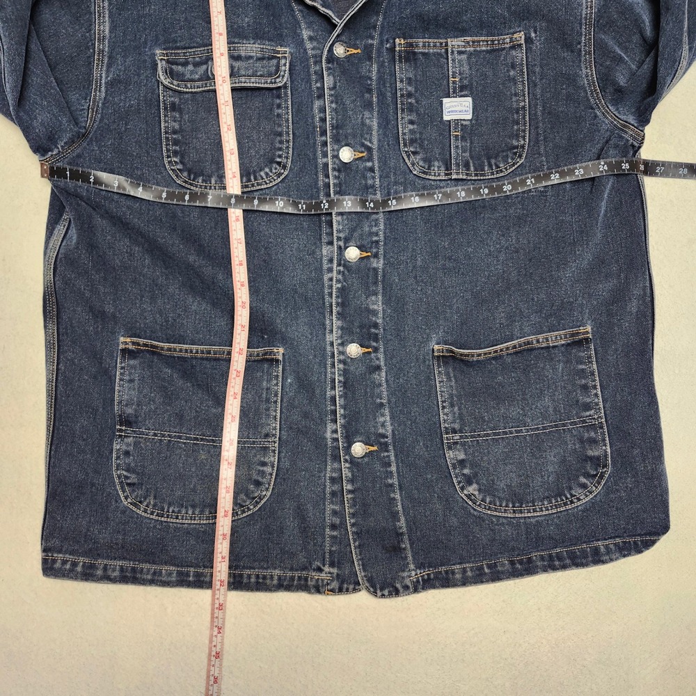 Vintage Guess Jeans USA Chore Coat Mens XL+ 90s Workwear Dark Wash Denim Boxy - Picture 7 of 8